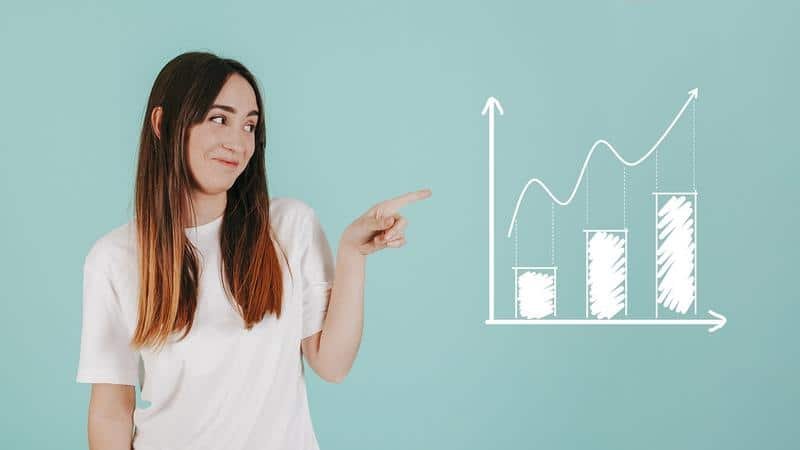 chart, analytics, woman