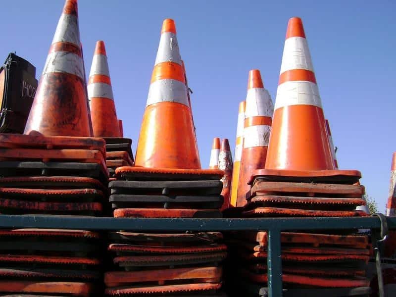 traffic, cones, road