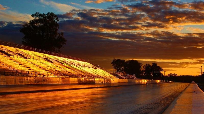 sunset, raceway, nature