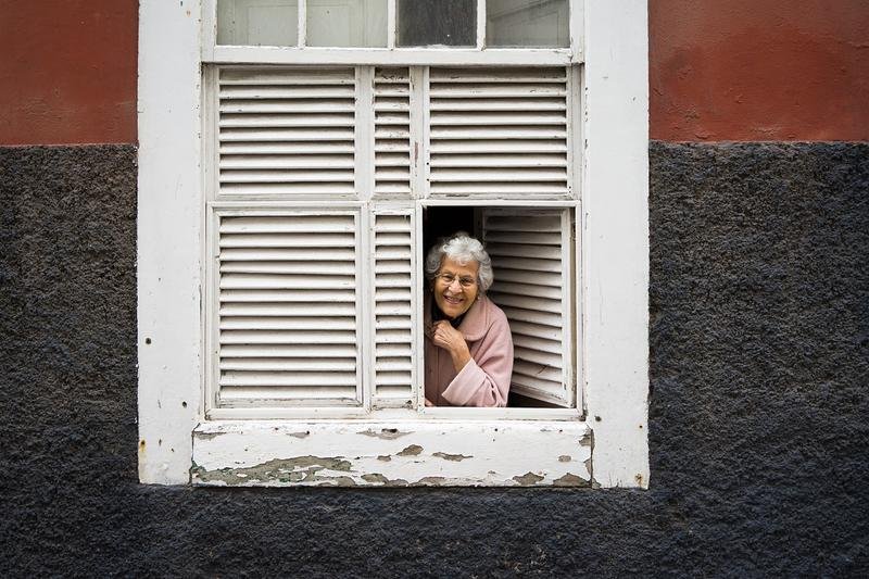 lady, window, woman