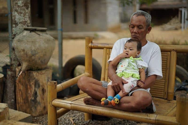 child, grandfather, family