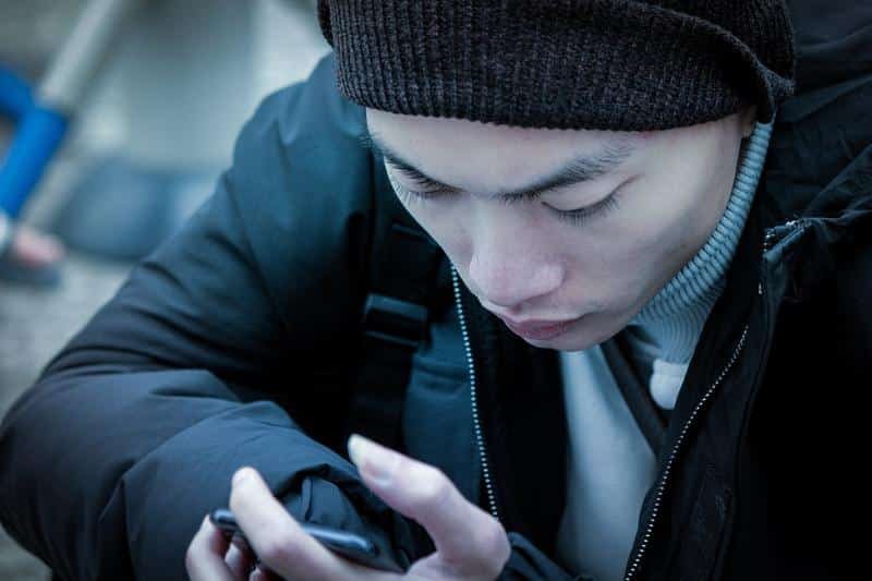 man, mobile phone, cold