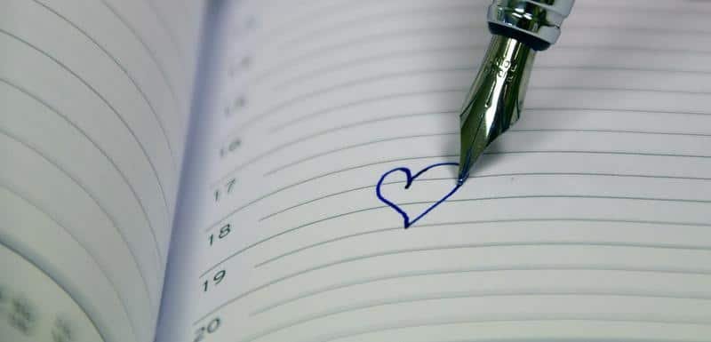 a book, calendar, notebook