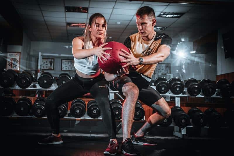 man, woman, workout