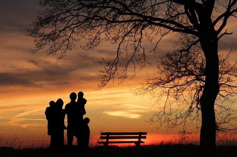 family, sunset, woman