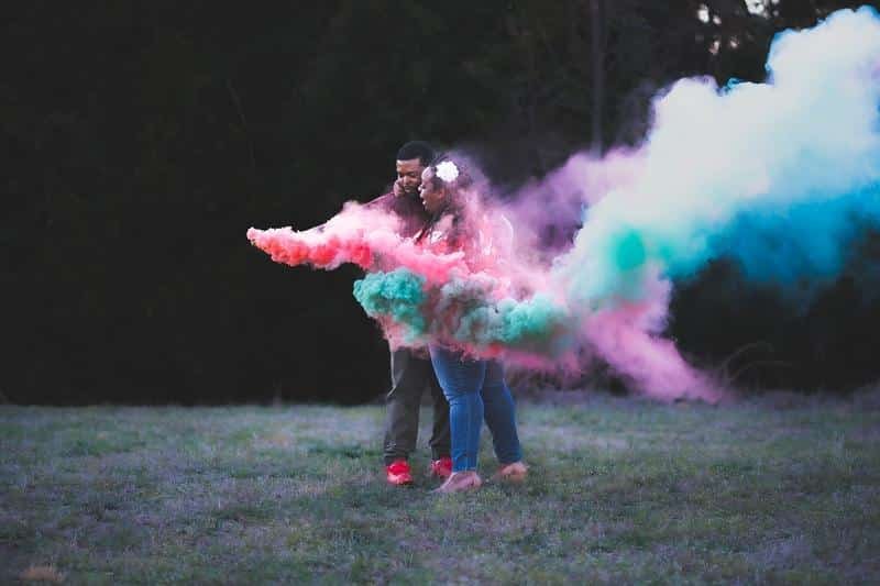 smoke bomb, gender reveal, twins