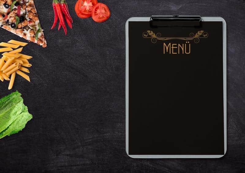 menu, pizza, pasta