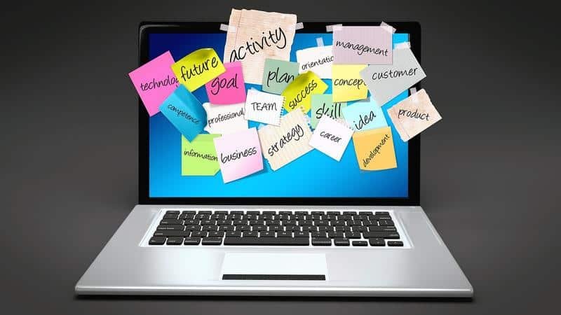 bulletin board, laptop, computer