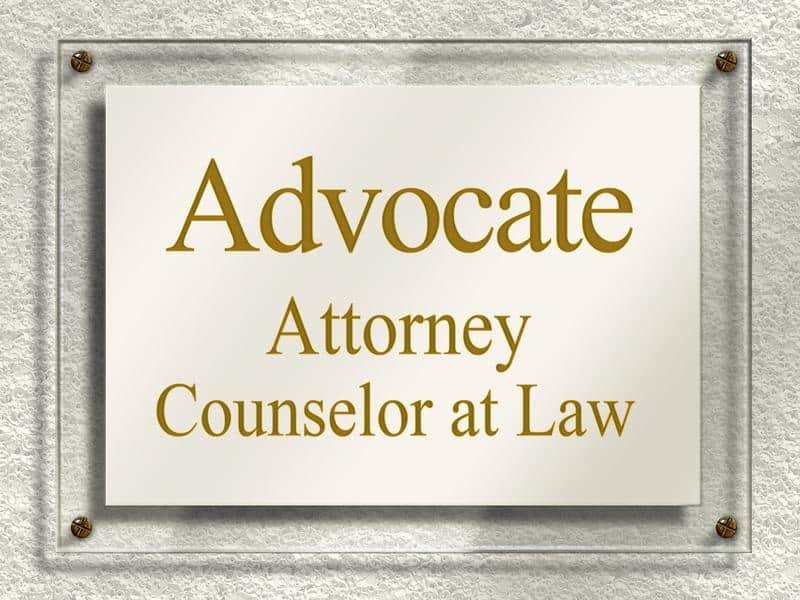 door sign, name tag, attorney