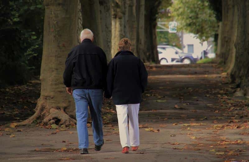 senior, couple, autumn walk