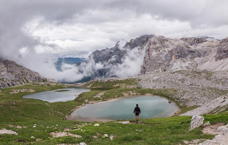 dolomites, hiker, landscape