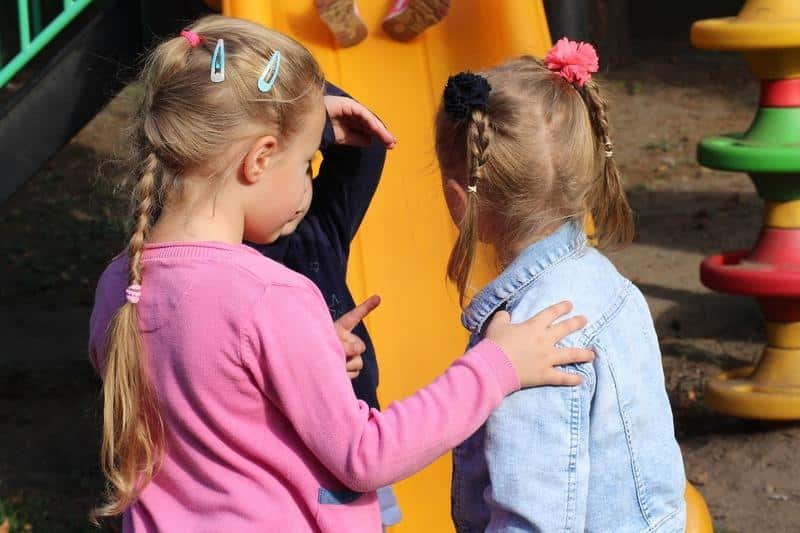children, girls, conversation