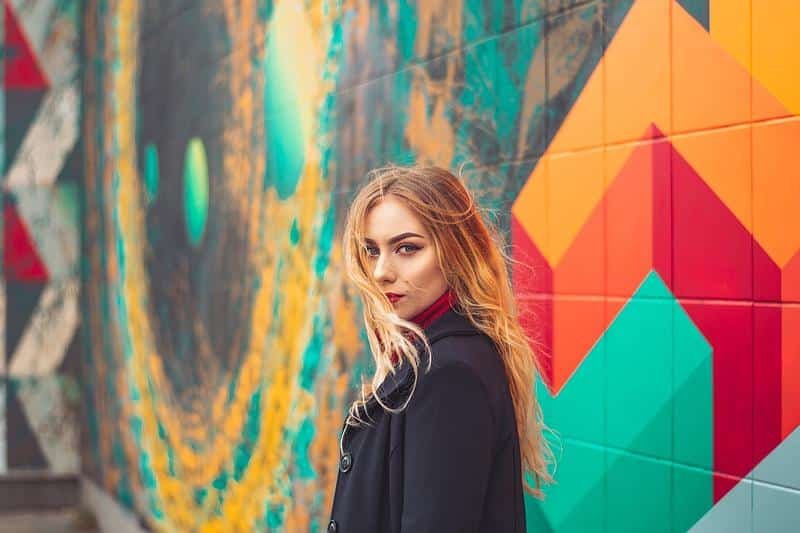 portrait, girl, graffiti