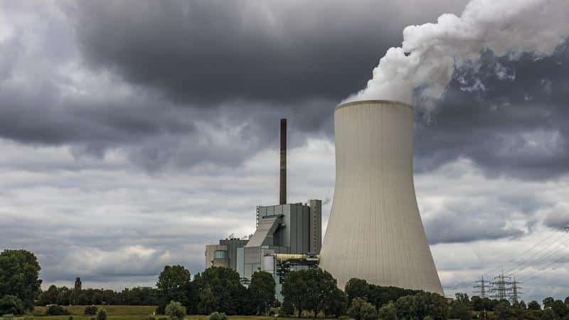 power plant, cooling tower, coal-fired power station