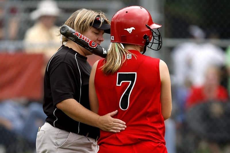 softball, player, coach