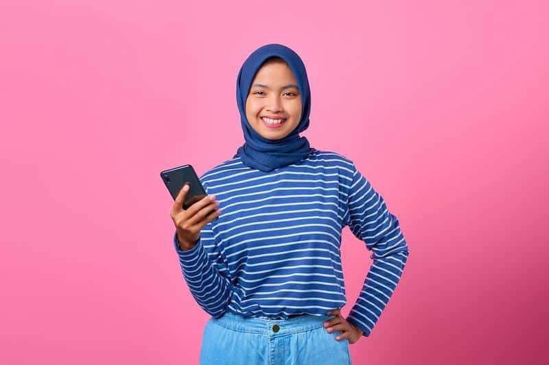 girl, smartphone, happy