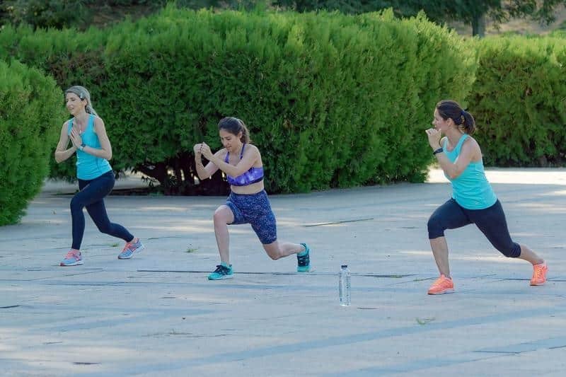 women, exercising, young